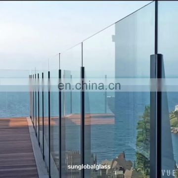 China outdoor acid etched toughened balcony glass railings cost
