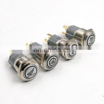 16mm  Customized Waterproof Car Styling LED Metal Car Switch Metal Pushb Button Switch Custom-made