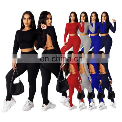 Factory direct sales European and American women's 2021 new Amazon high-quality halter back casual fashion two-piece suit