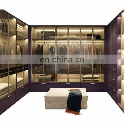 Wooden bedroom furniture walk in wardrobe modern customized wardrobes