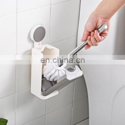 amazon hot sale wall mounted adhesive plastic toilet brush with holder