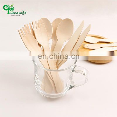 Custom Logo Natrual No Chemical Wooden Tableware Reusable Utensils Bamboo Cutlery In Bulks