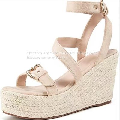Popular New Arrivals Customized Ladies Wedge Sandals Thick Sole Open Toe Summer Ladies Breathable Sandals