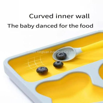 Baby plate Children's silicone baby suction cup bowl auxiliary food partition plate integrated dining tableware