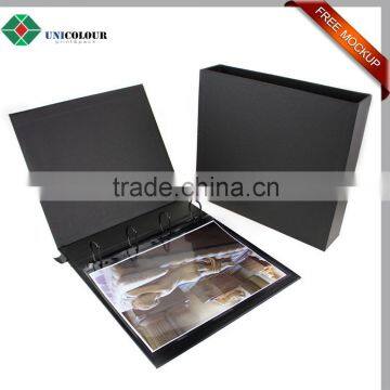 Office stationery customized cardboard black paper file folder with slipcase