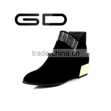GD comfortable leisure thick heel superior short plush lining booties shoes for ladies
