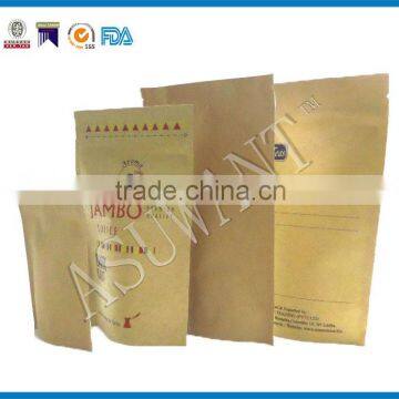 Custom printing kraft paper valve zipper bag for coffee