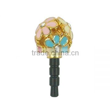 wholesale fashion flower ball dust plug earphone cap for iphone 4 , designed by (C) charis,OEM service