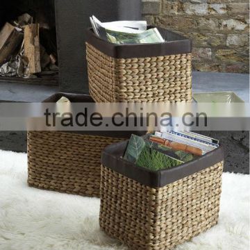 Water hyacinth wicker storage basket