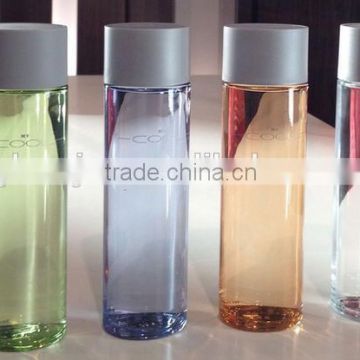 oval shape glass water bottle with plastic cap