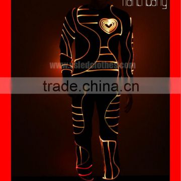 DMX512 Controlled Fiber optic tron dance costume,Fireman mascot costume