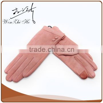 Any Style Pink Leather Suede Gloves For Fashion Girls