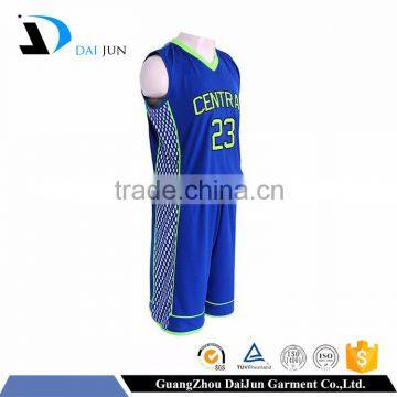 Daijun OEM blue polyester solicitation letter for basketball uniform