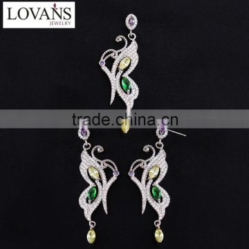 Jewellery Shop Counter Design Jewelry Set Enameled Silver Earring Pendant Set TZ-0200