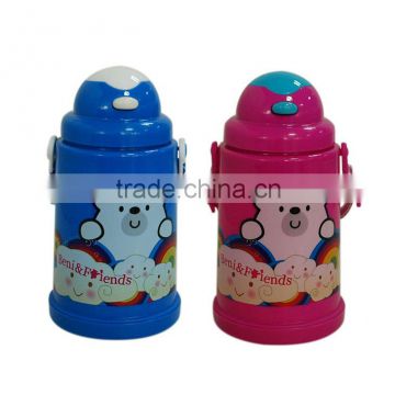 Cartoon 400ml stainless Steel water bottle with push button