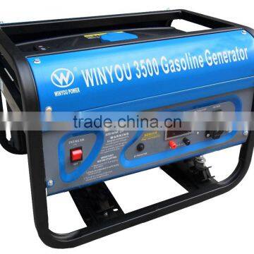 AC Single Phase Output Portable Electric/Manual Start WY3500 3KW Gasoline Generator for sale with 100% Cooper Wire