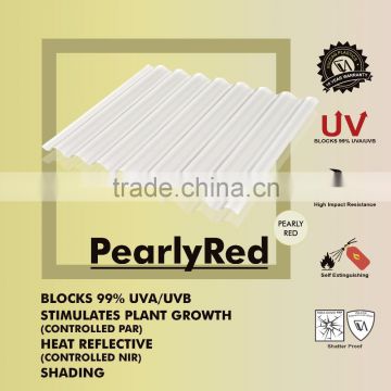 Translucent Polycarbonate Corrugated ROMA sheet ideal for plants(Pearly RED ROMA)