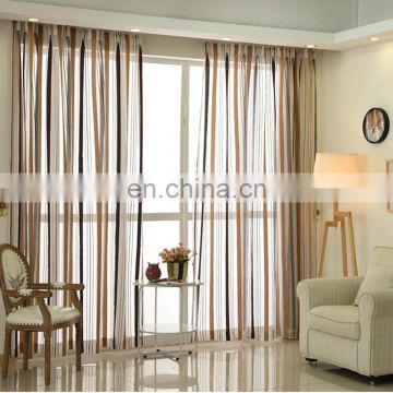 Chenille yarn stripe jacquard voile for bedroom window curtain set sheer curtains living room voile