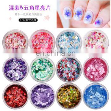 17 colors Mermaid Scale Nail DIY decoration Nail art sparkling glitter Round Star Heart Shaped paillette spangles