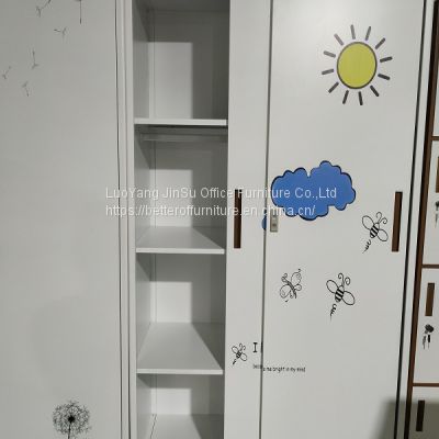 Student dormitory use steel multi-color wardrobe sliding open door cabinet H1850XW900XD500mm