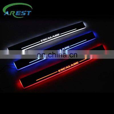 LED Door Sill Streamed Light For CADILLAC ESCALADE 2006-2014-2020 Scuff Plate Acrylic Door Sills Car Sticker Accessories