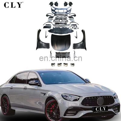 CLY Car Bumpers For 2021 Mercedes E-class W213 Upgrade E63s 1:1 AMG Body kits Front Car Bumper Grille Fenders Hood Diffuser Tips