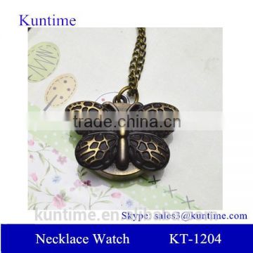 2014 world cup souvenirs brasil retro fashion butterfly style necklace chain quartz pocket watch