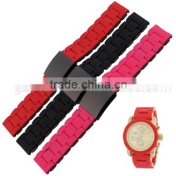 24mm Stainless steel with silicone packed bracelet wristbands watch band