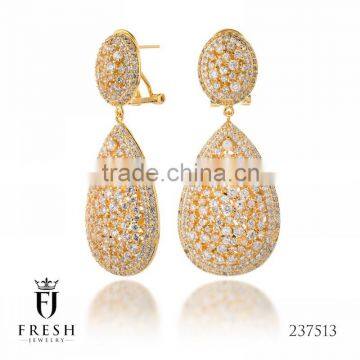 Fashion Gold Plated Earring - 237513 , Wholesale Gold Plated Jewellery, Gold Plated Jewellery Manufacturer, CZ Cubic Zircon AAA