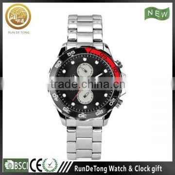 Rotation bezel fashion 316L stainless steel bracelet wrist watch for men