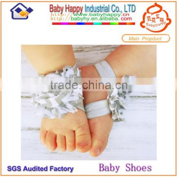 Newest plain white sandals flower baby shoes