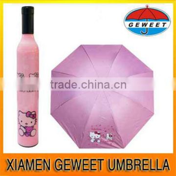 hot selling cat motif wine bottle umbrella silver coated UV protection parasol umbrella