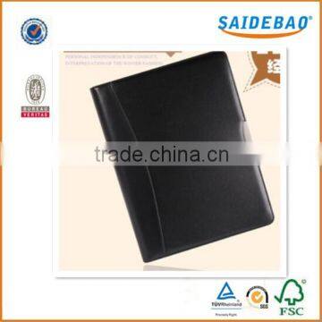 Best selling pu/genuine leather customer size portfolio/folder with elegant zipper