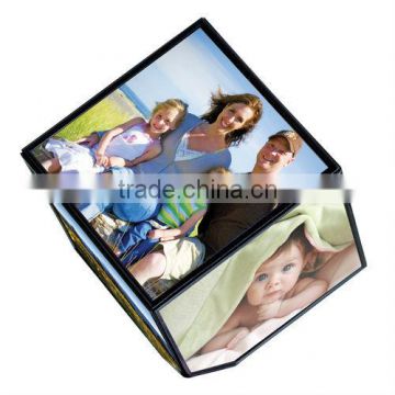 New Amazing Acrylic Revolving Picture Frame Cube