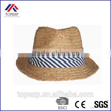 Roll Up Straw Hat With Striped Band
