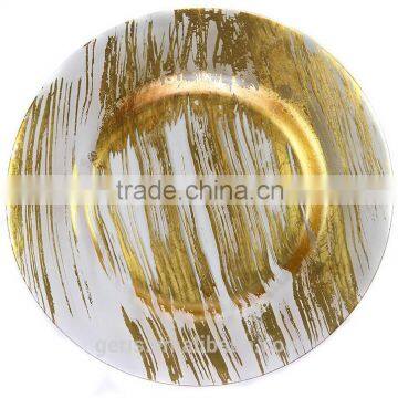 GRS Hot sale white and gold Glass charger plates