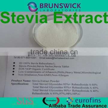 Pure stevia leaf Steviol Glycosides 90% 95% Rebaudioside A (Reb A) 97% HPLC