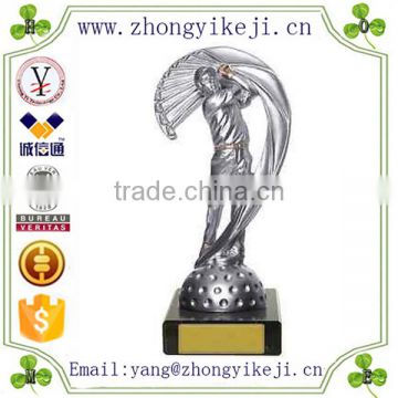 2015 chinese factory custom made handmade carved hot new product polyresin golf trophy