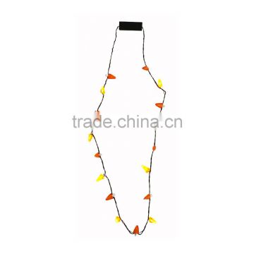 Plastic mini cute corn 8 yellow lights led halloween party gift string flashing necklace free sample