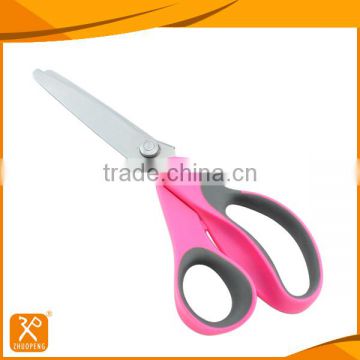 9.2" LFGB soft PP+TPR handle stainlesss steel ZigZag fabric scissors