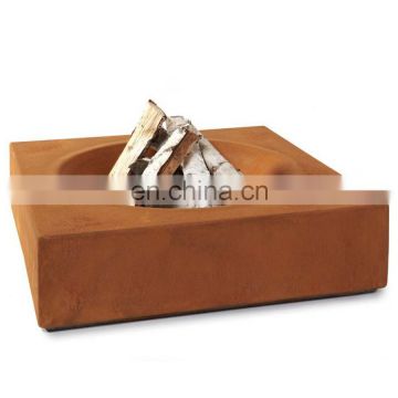 China supplier corten steel metal large square fire pit designs outdoor