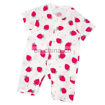 Short Sleeve Muslin Cotton Unisex Baby Romper Clothes for Newborn Infant with Button Summer