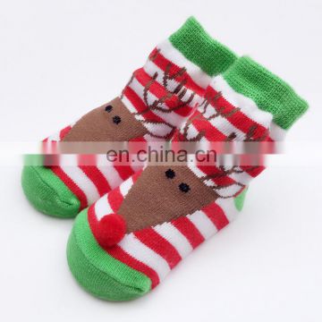 Elk Christmas Baby Socks Winter Cotton Children's Socks Striped Jacquard Animal Newborn Baby Socks