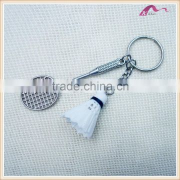 Promotional Funny Gifts Racket Metal Badminton Keychain Ring