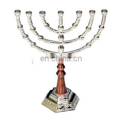 silver plated brass & wood candle menorah