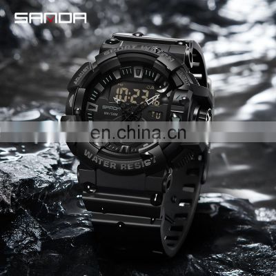 SANDA 3129 2022 New Men's Watches Dual Display Watch 50M Waterproof Sports Military Quartz Wristwatch Clock