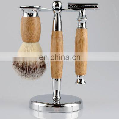 Nylon Shaving Brush And Press Bamboo Safety Razor Sahving Set