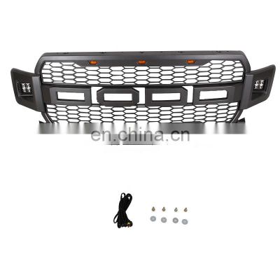 LED Lights Matte Black Front Mesh Style Grill fit For Ford F150 2018 2019