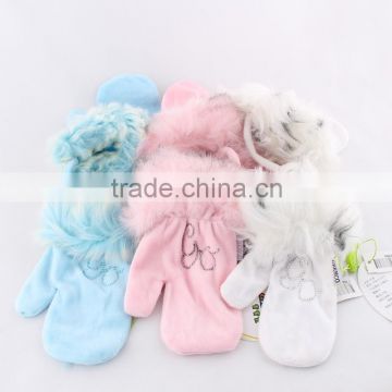 2015 Kids Winter Keep Warm Gloves Girl Pretty Halt Top Lint Gloves IN Different Colors