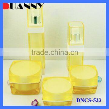 Yellow Square Cosmetic Lotion Bottle Packaging,Yellow Square Cosmetic Bottle